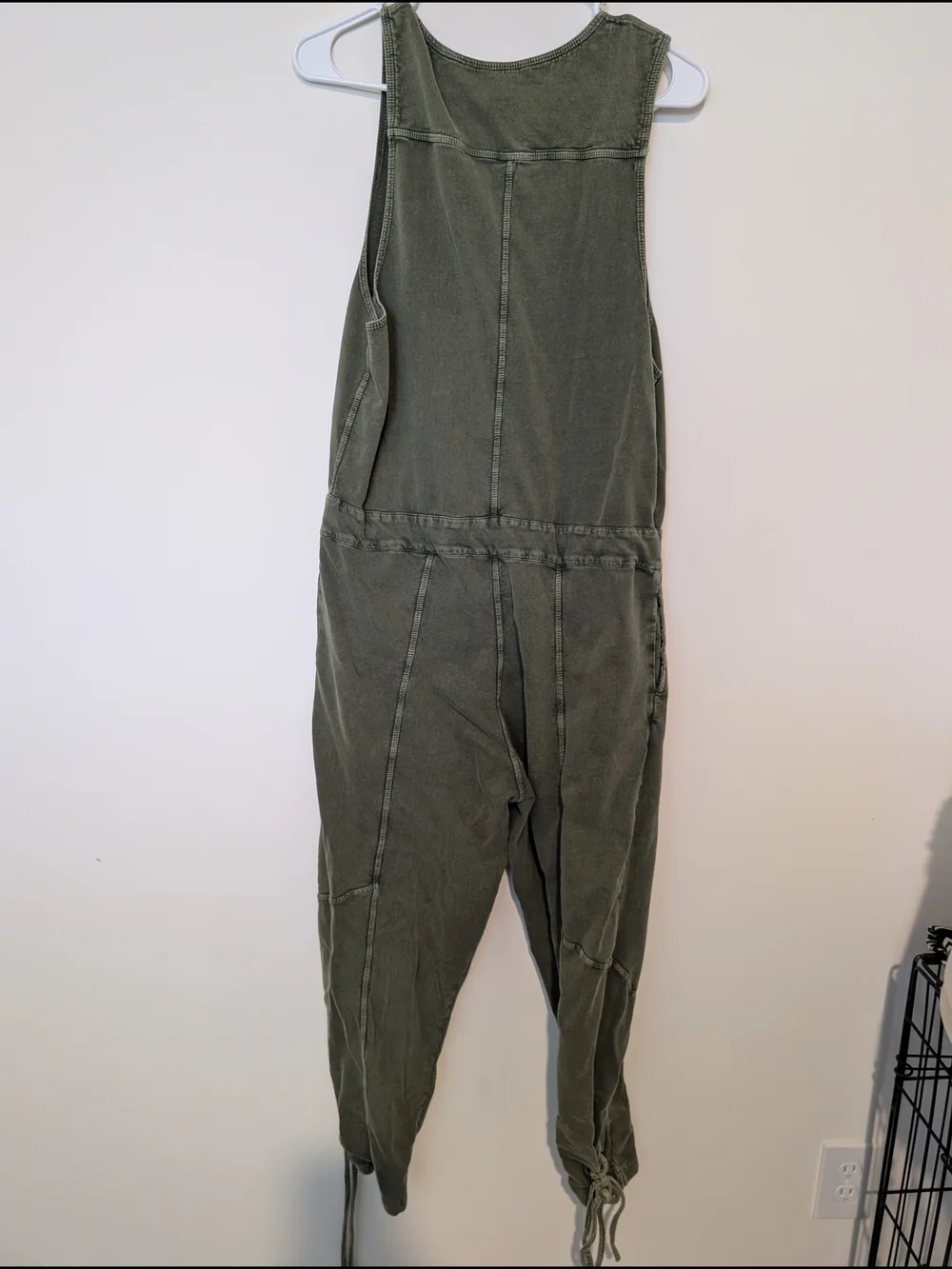 Free People Olive Utility Tank Jumpsuit with Waist Tie